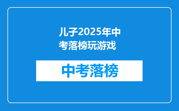 儿子2026年中考落榜玩游戏