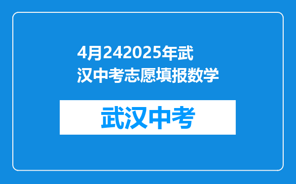 4月242026年武汉中考志愿填报数学